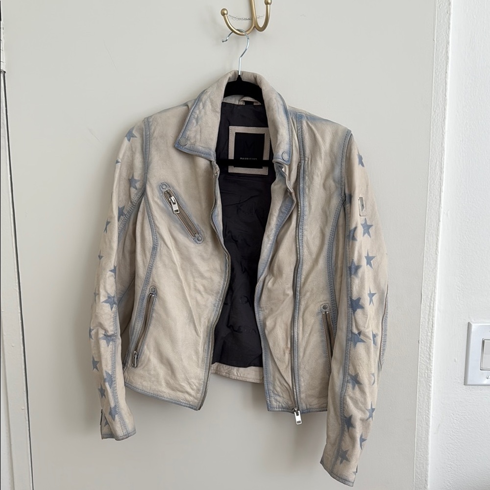 Cream and Blue Leather Jackets for Versatile Style